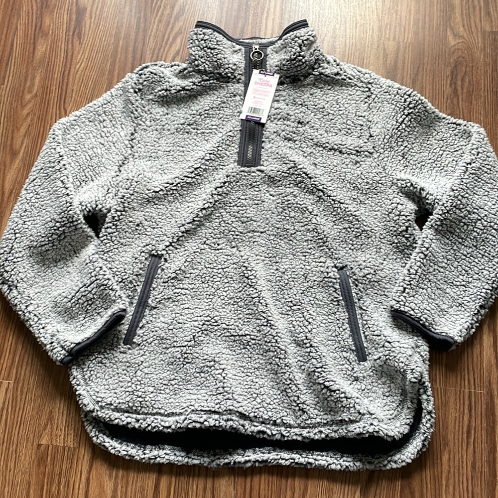 Cozy Sherpa 1/4 Zip Pullover Gray Jacket